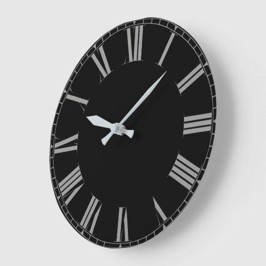 Einfache schwarze römische Zahlen Große Wanduhr (Winkel)