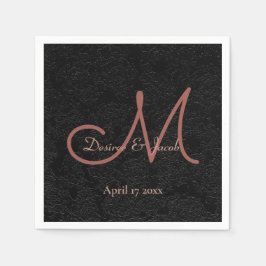 Einfache Schwarze Rose Gold Elegantes Hochzeitssym Serviette