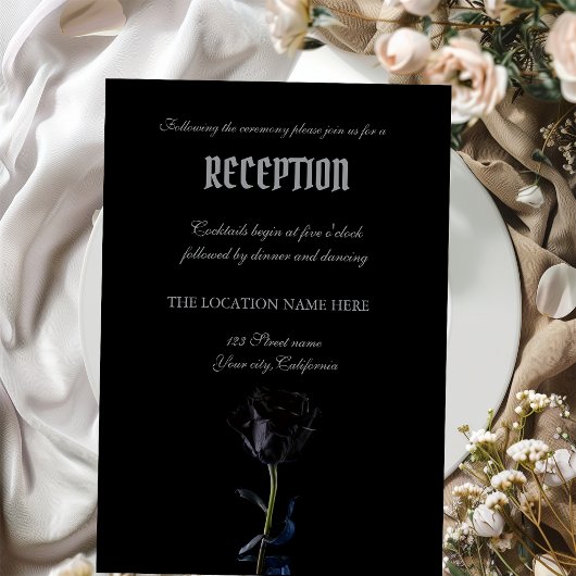 Einfache schwarze Rose gotisch Einladung