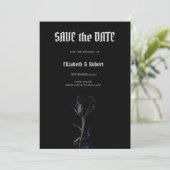 Einfache Schwarze Rosen Gothic Save the Date (Stehend Vorderseite)
