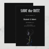 Einfache Schwarze Rosen Gothic Save the Date (Vorne/Hinten)