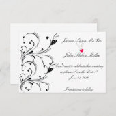 Einfache Schwarze Schmetterlingsscroll Save the Da Save The Date (Vorne/Hinten)