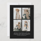Einfache Schwarze Schrift 5 Foto Collage Abschluss Ankündigung (Rückseite)