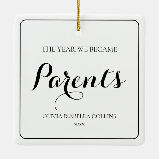 Einfache schwarze Schrift Erste Weihnachtsfeier Ne Keramikornament (Rückseite)