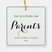 Einfache schwarze Schrift Erste Weihnachtsfeier Ne Keramikornament (Vorderseite)