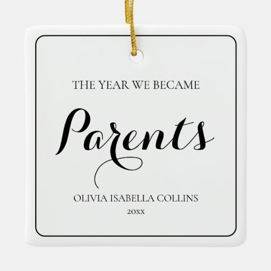 Einfache schwarze Schrift Erste Weihnachtsfeier Ne Keramikornament (Vorderseite)