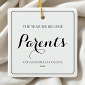 Einfache schwarze Schrift Erste Weihnachtsfeier Ne Keramikornament