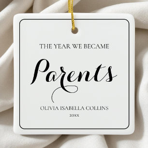 Einfache schwarze Schrift Erste Weihnachtsfeier Ne Keramikornament