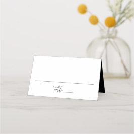 Einfache schwarze Schrift Hochzeit Platzkarte