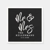 Einfache schwarze Schrift Hochzeit Serviette (Vorderseite)