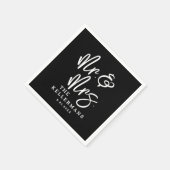 Einfache schwarze Schrift Hochzeit Serviette (Ecke)