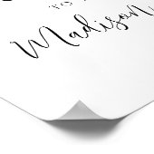 Einfache schwarze Schrift Hochzeitsbegrüßung Poster (Ecke)