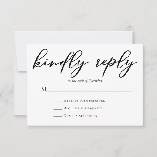 Einfache schwarze Schrift mit freundlicher Antwort (Vorderseite)