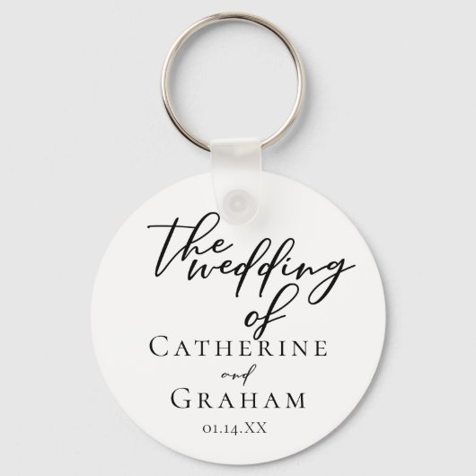 Einfache Schwarze Schrift Moderne formale Hochzeit Schlüsselanhänger (Vorderseite)