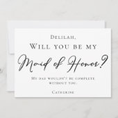 Einfache schwarze Schrift wird meine Trauzeugin se Einladung (Vorderseite)