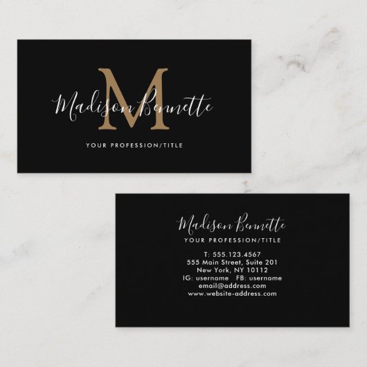 Einfache Schwarze-Script-Typografie Visitenkarte (Vorne/Hinten)