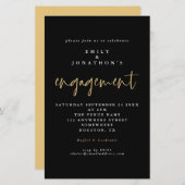 Einfache Schwarze-Script-Verlobung laden Sie ein (Vorne/Hinten)