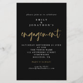 Einfache Schwarze-Script-Verlobung laden Sie ein (Vorderseite)