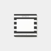 Einfache schwarze Streifen mit Monogramm Post-it Klebezettel (Vorderseite)