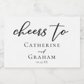 Einfache schwarze Typografie Moderne Hochzeit Chee Schaumweinetikett (Einzelnes Label)