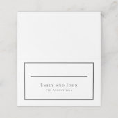 Einfache schwarze Typografie und Grenzen Platzkarte (Außenseite Aufgefaltet)