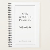 Einfache schwarze Typografie und Grenzhochzeit Planer (Vorderseite)