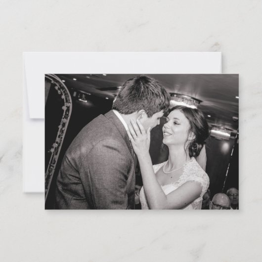 Einfache schwarze Typografie und Rahmen/Ihr Foto Dankeskarte (Rückseite)