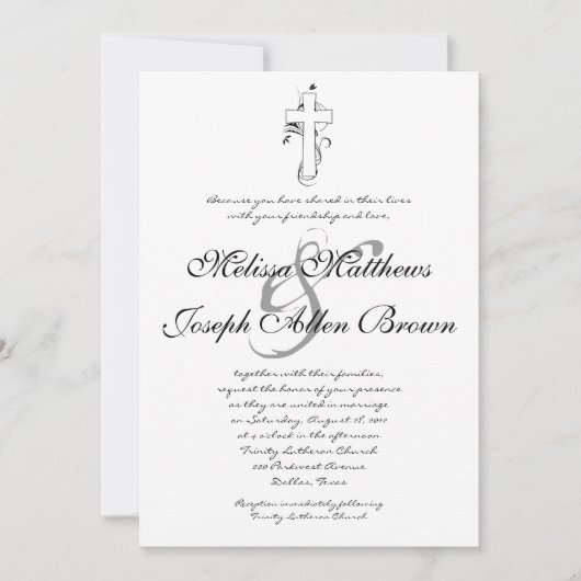 Einfache schwarze u. weiße christliche einladung (Vorderseite)