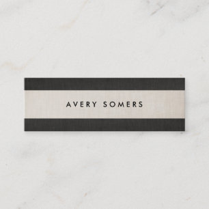 Einfache schwarze und beige feine Streifen Stilvol Mini Visitenkarte