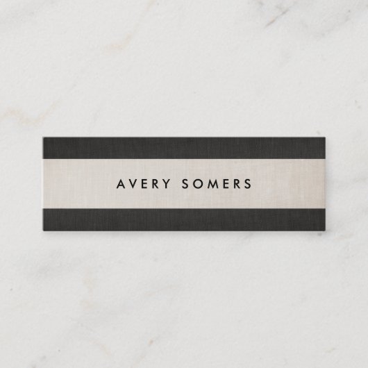 Einfache schwarze und beige feine Streifen Stilvol Mini Visitenkarte (Vorderseite)