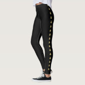 Einfache schwarze und goldene Weihnachtsbaumstreif Leggings (Links)