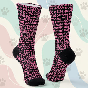 Einfache schwarze und rosa Pfotenabdruck-Socken fü Socken