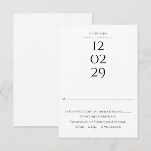 Einfache schwarze und weiße besondere Datum Hochze RSVP Karte