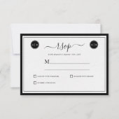 Einfache schwarze und weiße elegante RSVP-Karten RSVP Karte (Vorderseite)