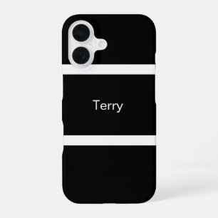 Einfache schwarze und weiße Farbblöcke Personalisi iPhone 16 Hülle