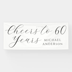 Einfache schwarze und weiße Herren-60. Geburtstags Banner