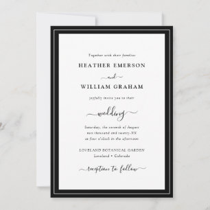 Einfache schwarze und weiße Hochzeitseinladung Einladung