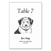 Einfache schwarze und weiße Hundehochzeit  Tischnummer (Rückseite)
