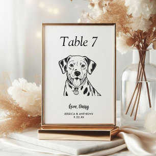 Einfache schwarze und weiße Hundehochzeit  Tischnummer