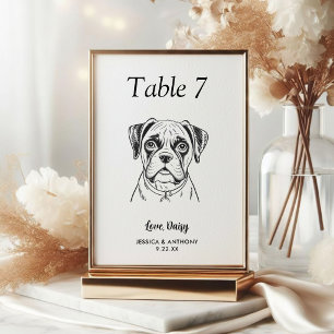 Einfache schwarze und weiße Hundehochzeit  Tischnummer