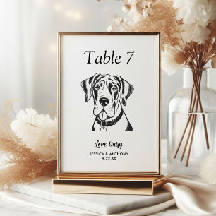 Einfache schwarze und weiße Hundehochzeit  Tischnummer