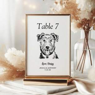 Einfache schwarze und weiße Hundehochzeit  Tischnummer