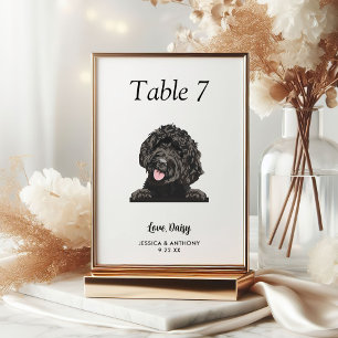 Einfache schwarze und weiße Hundehochzeit Tischnummer