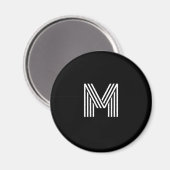 Einfache schwarze und weiße Initiale Magnet (Vorderseite/Rückseite)