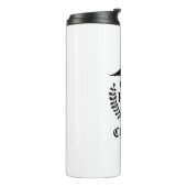 Einfache schwarze und weiße Kadukus Thermosbecher (Nach links gedreht)