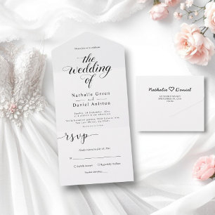 Einfache schwarze und weiße Kalligrafie-Schrift Ho All In One Einladung