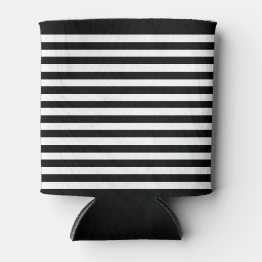 Einfache schwarze und weiße Streifen | Dosenkühler (Vorderseite)