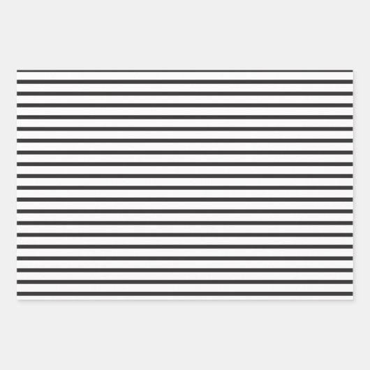 Einfache schwarze und weiße Streifen Geschenkpapier Set (Vorderseite 2)