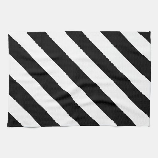 Einfache schwarze und weiße Streifen | Geschirrtuch (Horizontal)