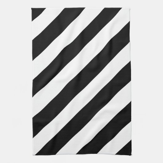 Einfache schwarze und weiße Streifen | Geschirrtuch (Vertikal)